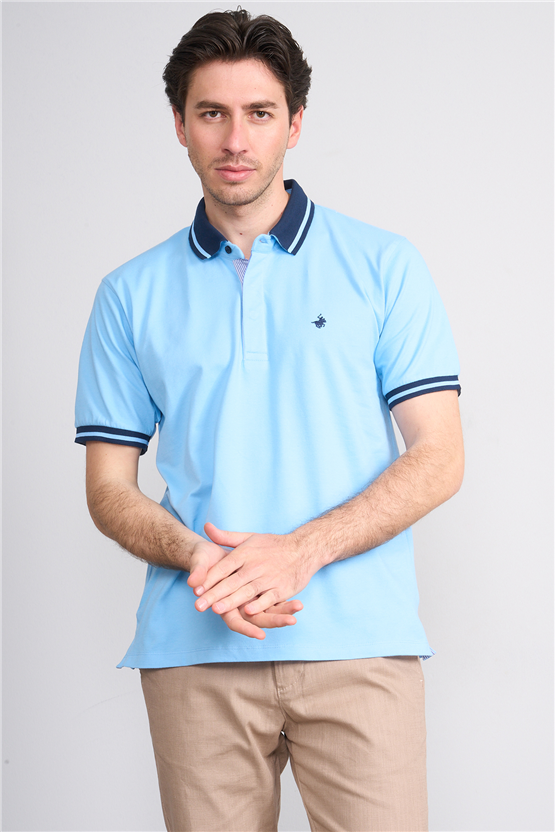 Çetinkaya Chester Polo 4704 Polo Yaka Regular 36/1 Pike T-shirt Mavi