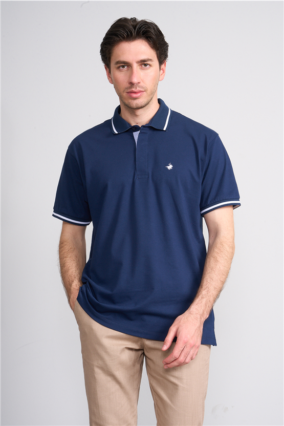 Çetinkaya Chester Polo 4704 Polo Yaka Regular 36/1 Pike T-shirt Lacivert