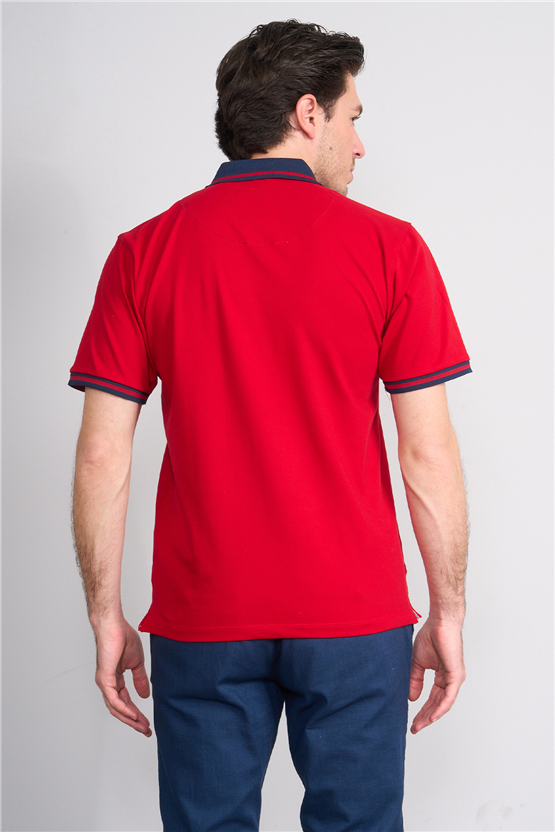 Çetinkaya Chester Polo 4704 Polo Yaka Regular 36/1 Pike T-shirt Kırmızı