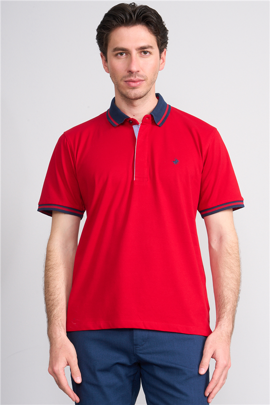 Çetinkaya Chester Polo 4704 Polo Yaka Regular 36/1 Pike T-shirt Kırmızı