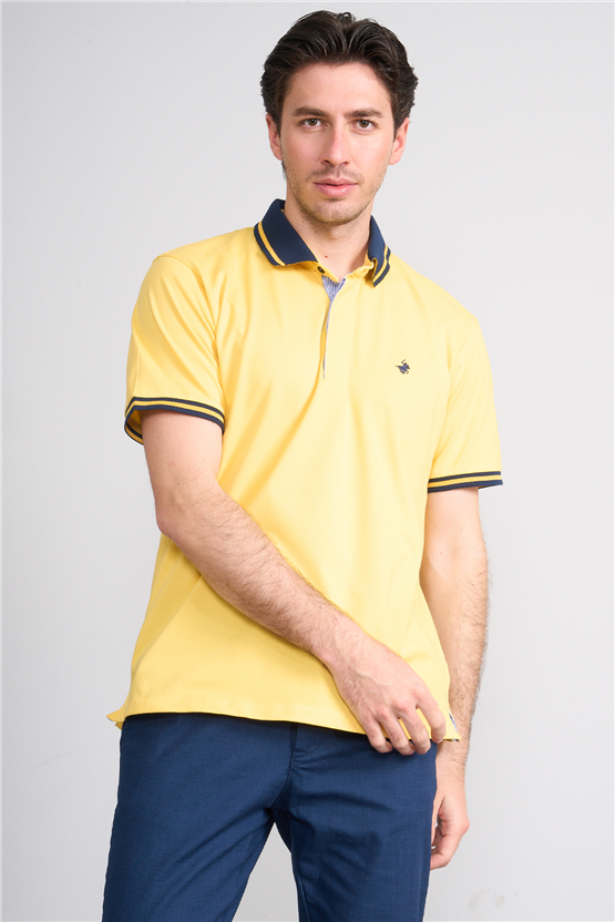 Çetinkaya Chester Polo 4704 Polo Yaka Regular 36/1 Pike T-shirt Sarı