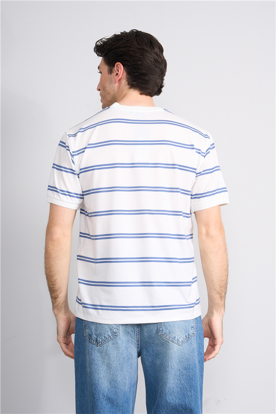 Çetinkaya Chester Polo 4720 Bisiklet Yaka Regular Ringel Süprem T-shirt Beyaz