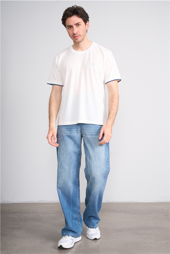 Çetinkaya Chester Polo 4723 Bisiklet Yaka Regular Likralı Pike T-shirt Beyaz
