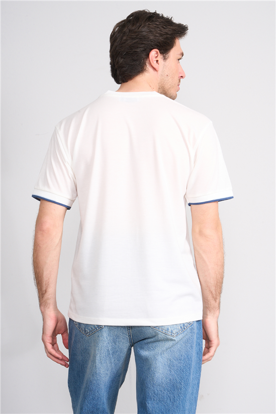 Çetinkaya Chester Polo 4723 Bisiklet Yaka Regular Likralı Pike T-shirt Beyaz