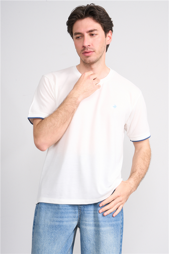 Çetinkaya Chester Polo 4723 Bisiklet Yaka Regular Likralı Pike T-shirt Beyaz