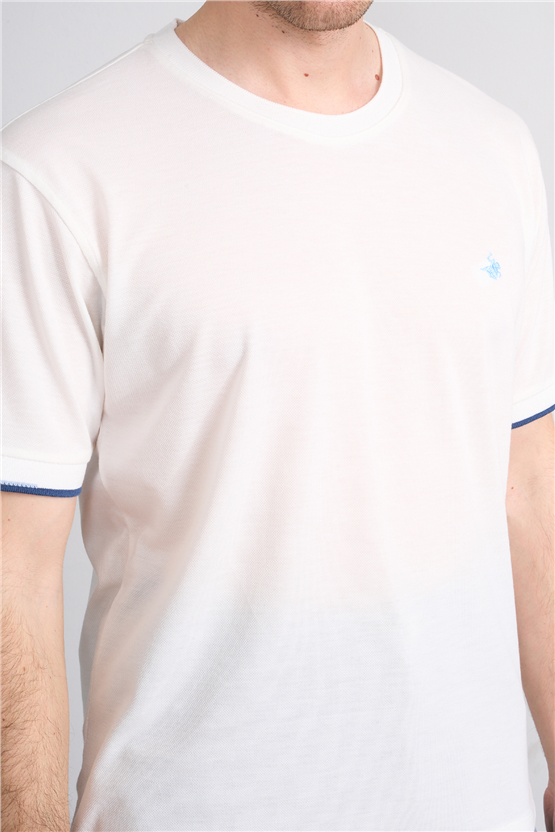 Çetinkaya Chester Polo 4723 Bisiklet Yaka Regular Likralı Pike T-shirt Beyaz