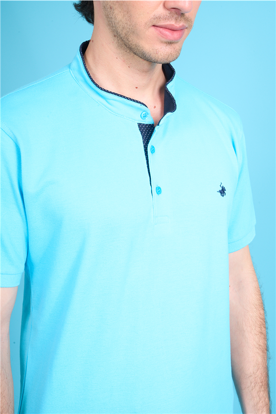 Çetinkaya Chester Polo 4728 Hakim Yaka Regular 30/1 Pike T-shirt Turkuaz