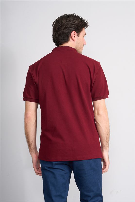 Çetinkaya Chester Polo 4728 Hakim Yaka Regular 30/1 Pike T-shirt Bordo