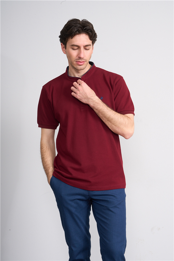 Çetinkaya Chester Polo 4728 Hakim Yaka Regular 30/1 Pike T-shirt Bordo