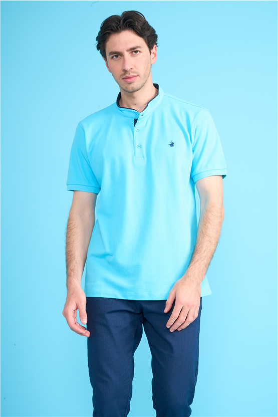 Çetinkaya Chester Polo 4728 Hakim Yaka Regular 30/1 Pike T-shirt Turkuaz