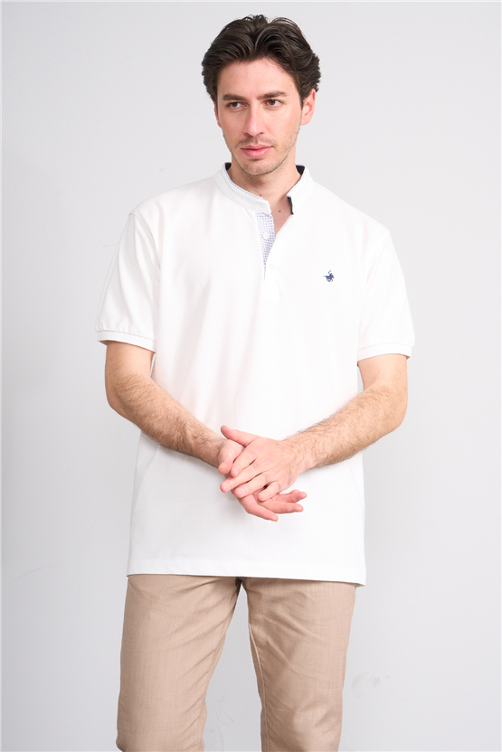 Çetinkaya Chester Polo 4728 Hakim Yaka Regular 30/1 Pike T-shirt Beyaz