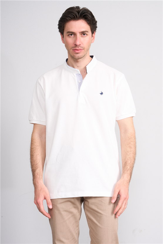 Çetinkaya Chester Polo 4728 Hakim Yaka Regular 30/1 Pike T-shirt Beyaz