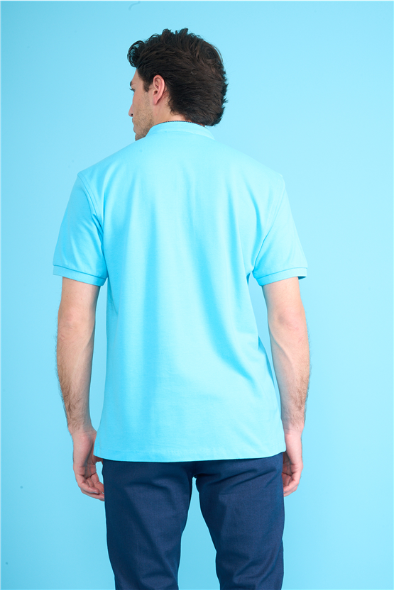 Çetinkaya Chester Polo 4728 Hakim Yaka Regular 30/1 Pike T-shirt Turkuaz