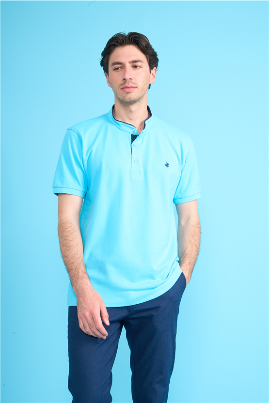 Çetinkaya Chester Polo 4728 Hakim Yaka Regular 30/1 Pike T-shirt Turkuaz