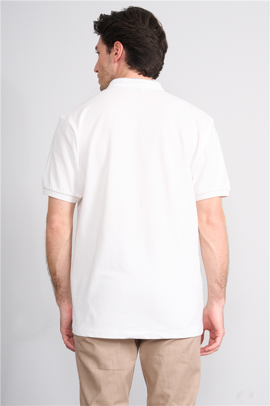 Çetinkaya Chester Polo 4728 Hakim Yaka Regular 30/1 Pike T-shirt Beyaz