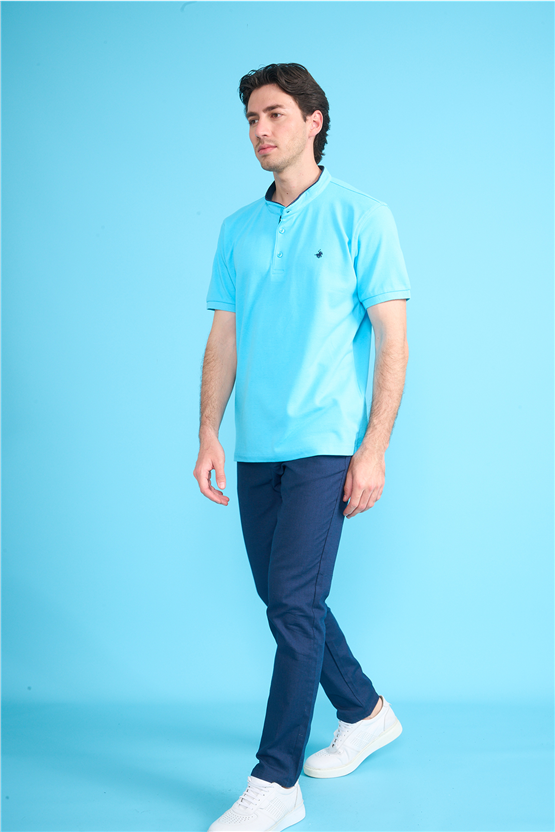 Çetinkaya Chester Polo 4728 Hakim Yaka Regular 30/1 Pike T-shirt Turkuaz