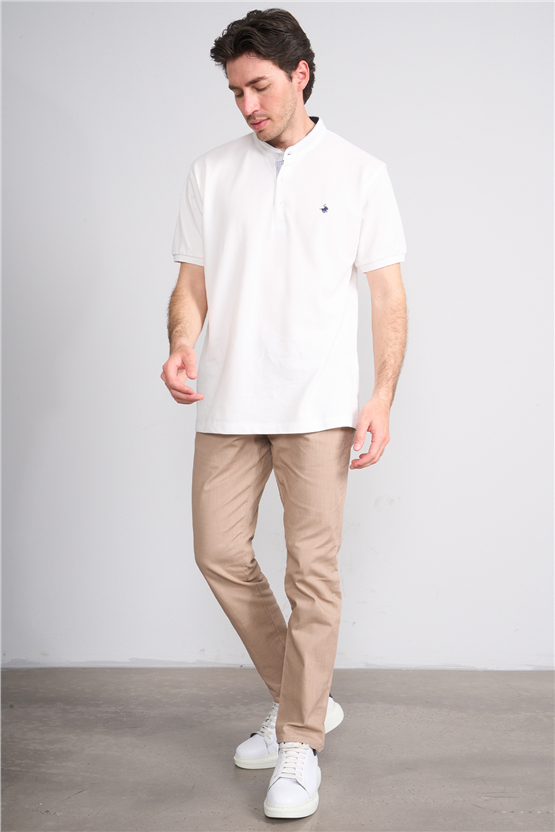 Çetinkaya Chester Polo 4728 Hakim Yaka Regular 30/1 Pike T-shirt Beyaz