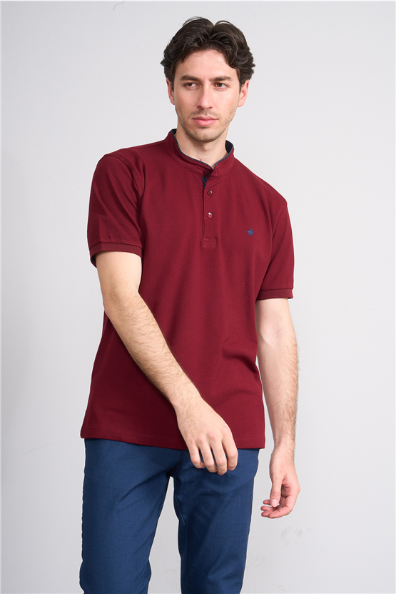 Çetinkaya Chester Polo 4728 Hakim Yaka Regular 30/1 Pike T-shirt Bordo