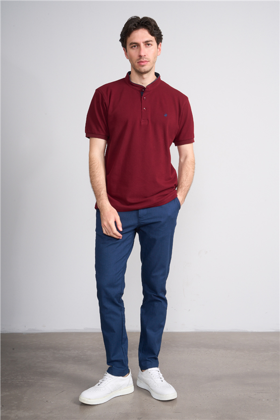 Çetinkaya Chester Polo 4728 Hakim Yaka Regular 30/1 Pike T-shirt Bordo