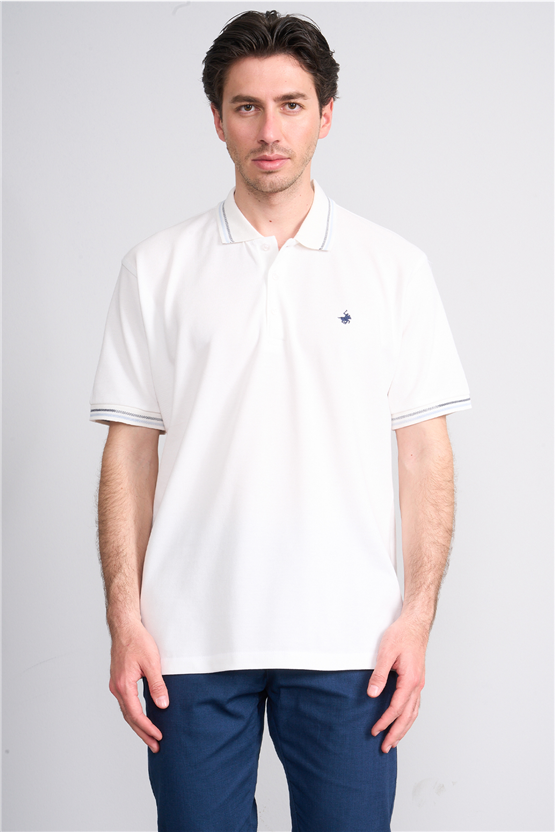 Çetinkaya Chester Polo 4729 Polo Yaka Regular 30/1 Pike T-shirt Beyaz