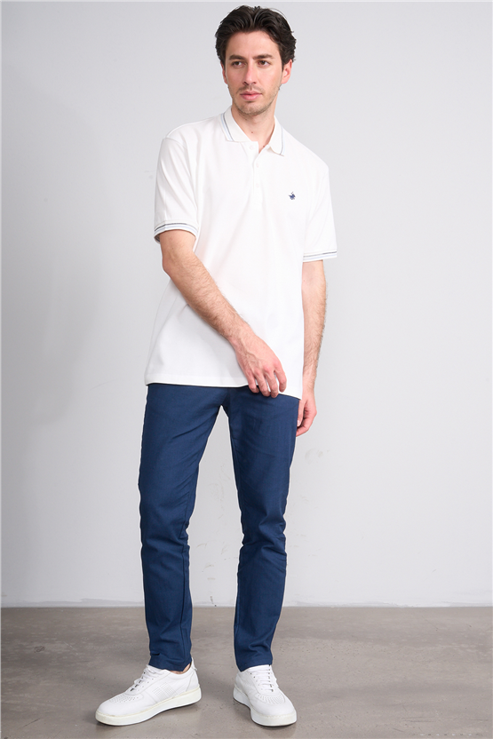 Çetinkaya Chester Polo 4729 Polo Yaka Regular 30/1 Pike T-shirt Beyaz
