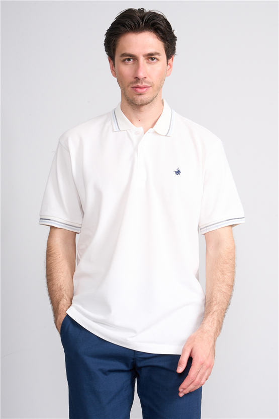 Çetinkaya Chester Polo 4729 Polo Yaka Regular 30/1 Pike T-shirt Beyaz