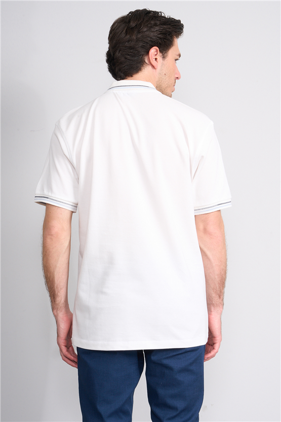 Çetinkaya Chester Polo 4729 Polo Yaka Regular 30/1 Pike T-shirt Beyaz