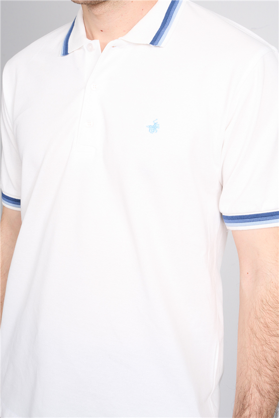 Çetinkaya Chester Polo 4730 Polo Yaka Regular 30/1 Pike T-shirt Beyaz