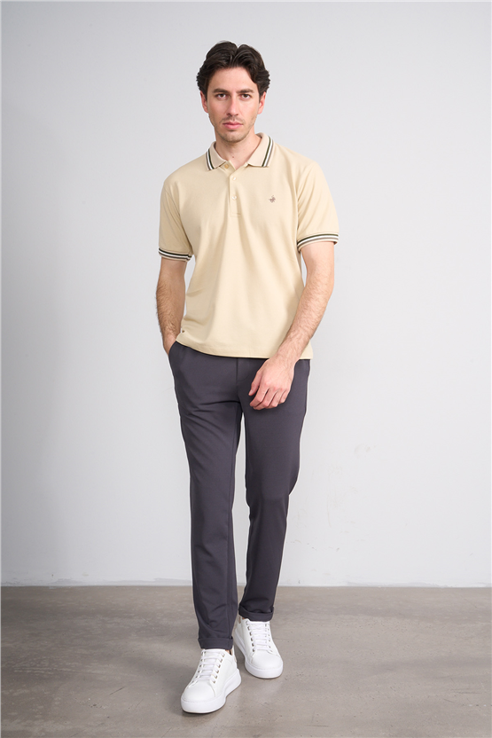 Çetinkaya Chester Polo 4730 Polo Yaka Regular 30/1 Pike T-shirt Bej
