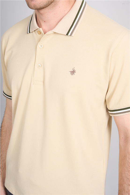 Çetinkaya Chester Polo 4730 Polo Yaka Regular 30/1 Pike T-shirt Bej