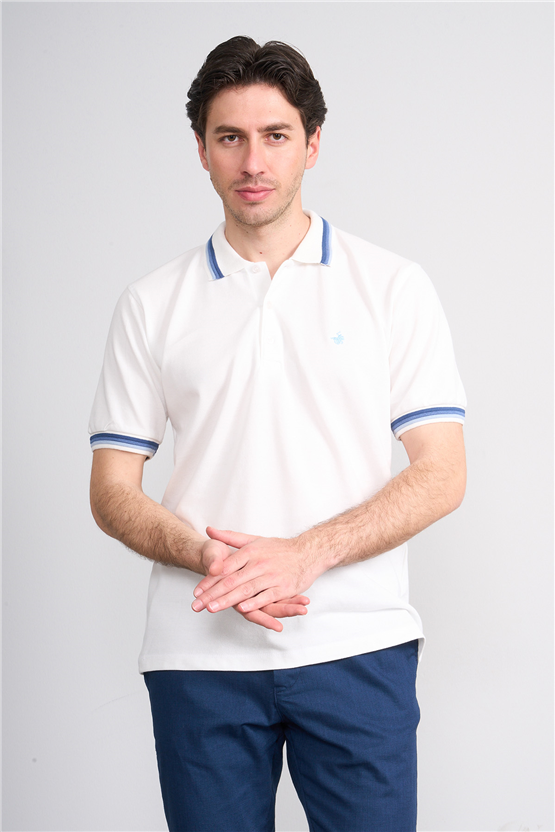 Çetinkaya Chester Polo 4730 Polo Yaka Regular 30/1 Pike T-shirt Beyaz