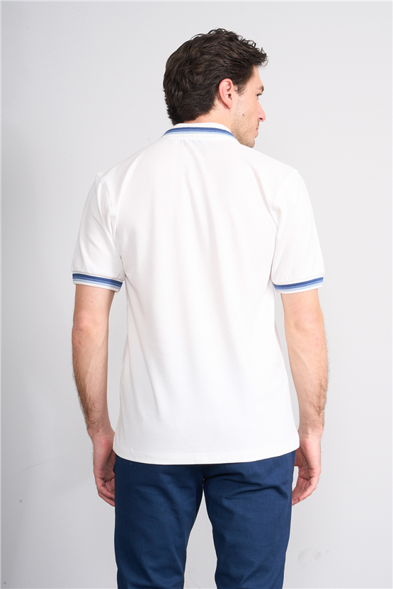 Çetinkaya Chester Polo 4730 Polo Yaka Regular 30/1 Pike T-shirt Beyaz