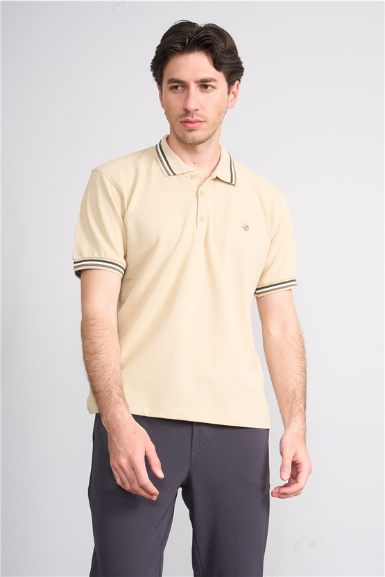 Çetinkaya Chester Polo 4730 Polo Yaka Regular 30/1 Pike T-shirt Bej