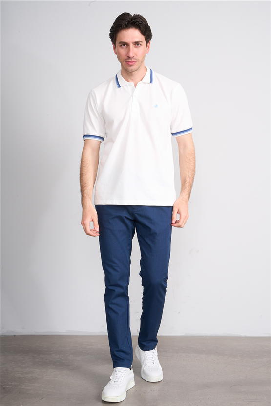 Çetinkaya Chester Polo 4730 Polo Yaka Regular 30/1 Pike T-shirt Beyaz