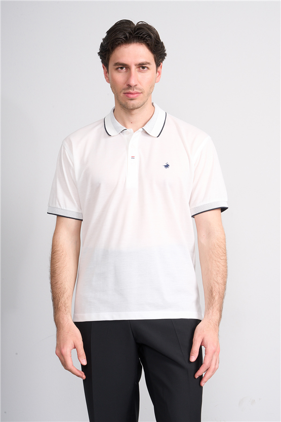 Çetinkaya Chester Polo 4732 Polo Yaka Regular Düz Pike T-shirt Beyaz