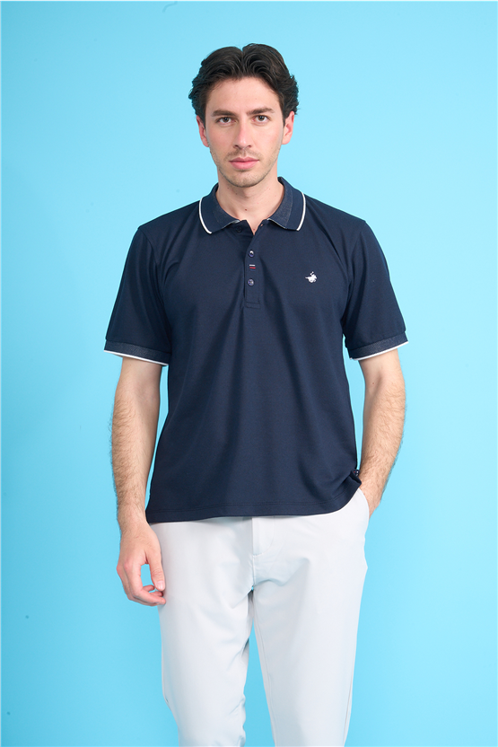 Çetinkaya Chester Polo 4732 Polo Yaka Regular Düz Pike T-shirt Lacivert