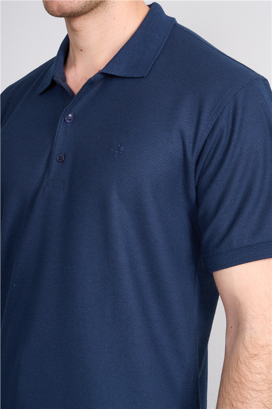 Çetinkaya Chester Polo 4736 Polo Yaka Regular Jakarlı T-shirt Açık İndigo