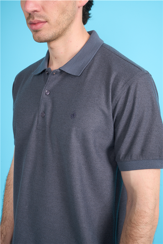 Çetinkaya Chester Polo 4736 Polo Yaka Regular Jakarlı T-shirt Koyu Gri