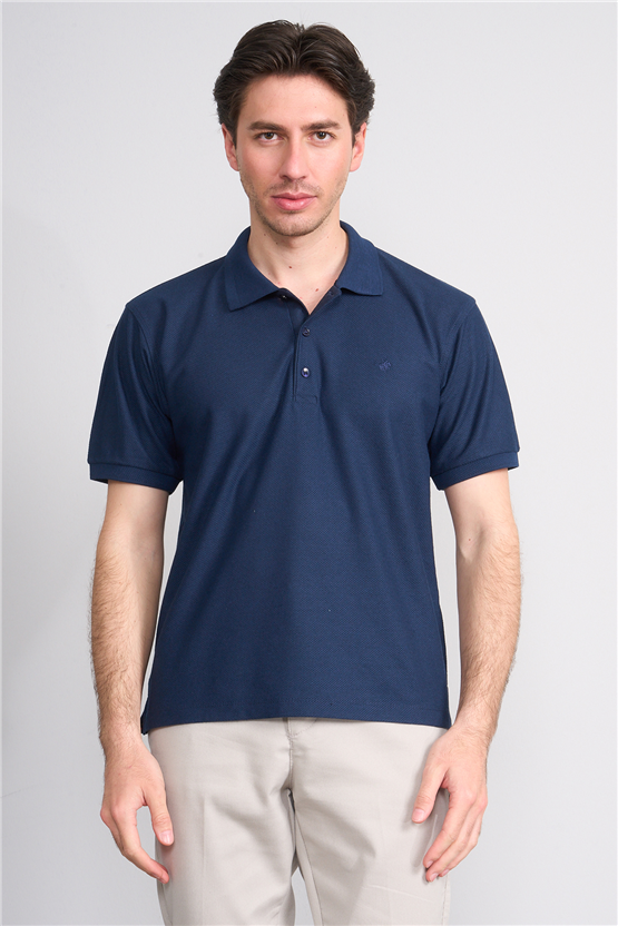 Çetinkaya Chester Polo 4736 Polo Yaka Regular Jakarlı T-shirt Açık İndigo