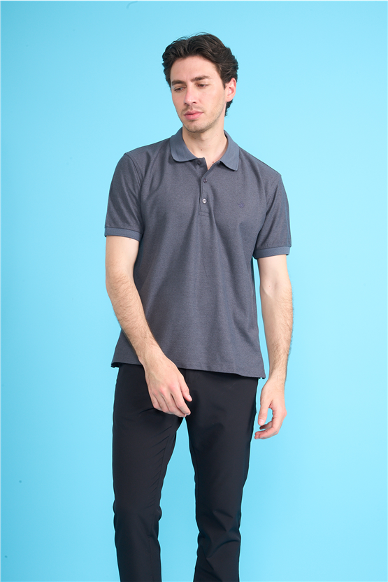 Çetinkaya Chester Polo 4736 Polo Yaka Regular Jakarlı T-shirt Koyu Gri