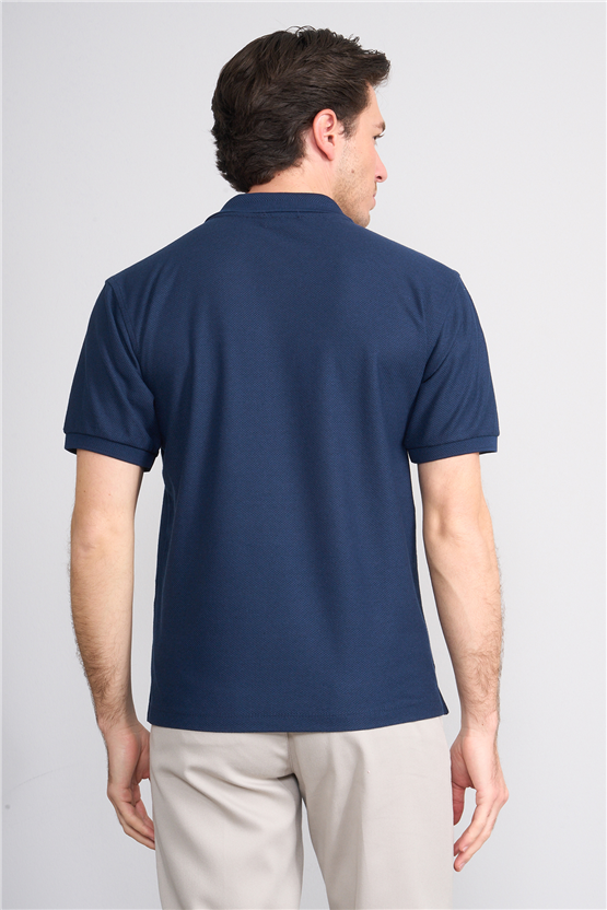 Çetinkaya Chester Polo 4736 Polo Yaka Regular Jakarlı T-shirt Açık İndigo
