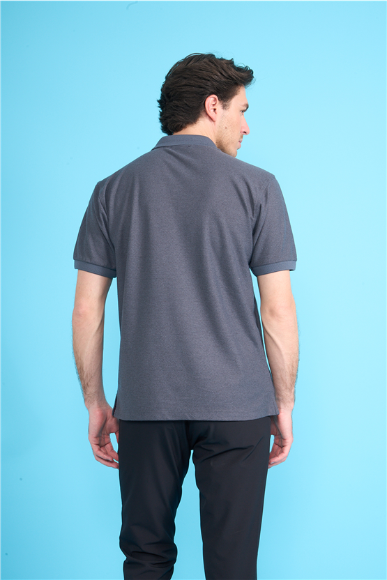 Çetinkaya Chester Polo 4736 Polo Yaka Regular Jakarlı T-shirt Koyu Gri