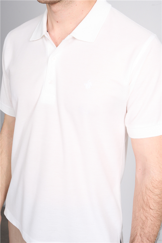 Çetinkaya Chester Polo 4736 Polo Yaka Regular Jakarlı T-shirt Beyaz