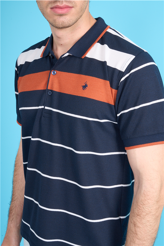Çetinkaya Chester Polo 4739 Polo Yaka Regular Ringel Pike T-shirt Lacivert