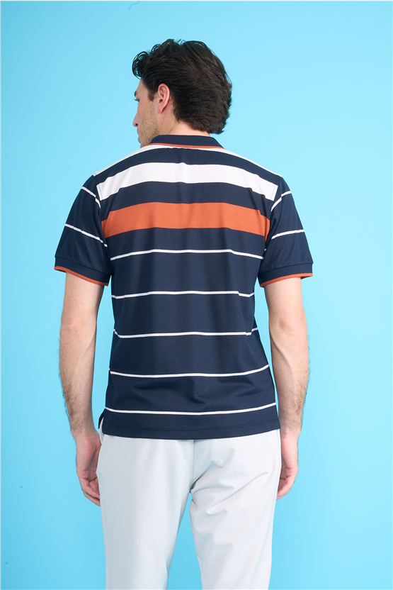 Çetinkaya Chester Polo 4739 Polo Yaka Regular Ringel Pike T-shirt Lacivert