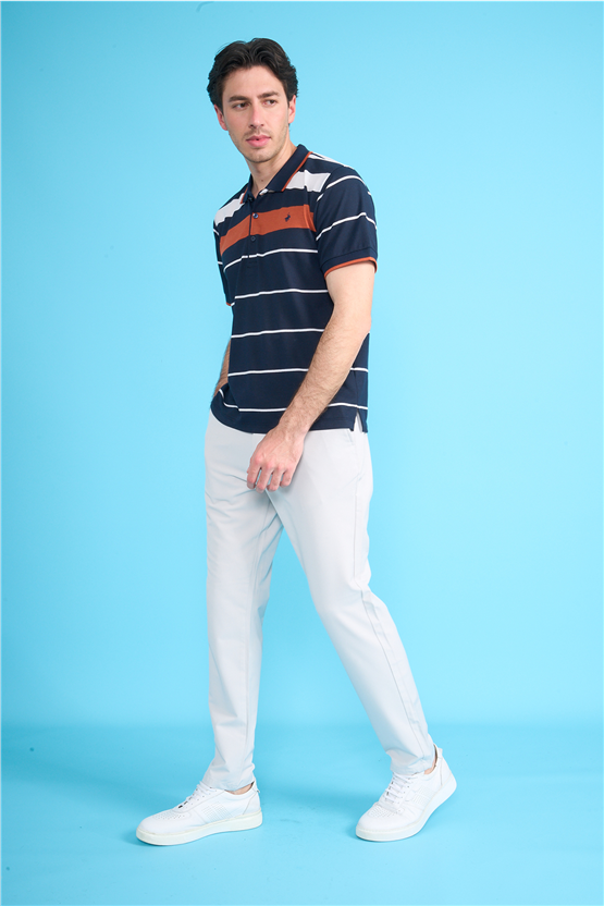 Çetinkaya Chester Polo 4739 Polo Yaka Regular Ringel Pike T-shirt Lacivert