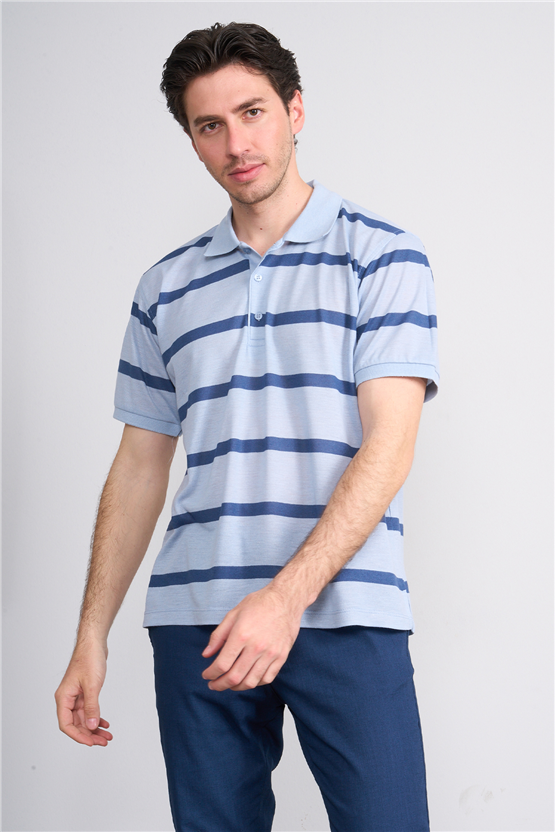 Çetinkaya Chester Polo 4740 Polo Yaka Regular Ringel Pike T-shirt Bebe Mavi