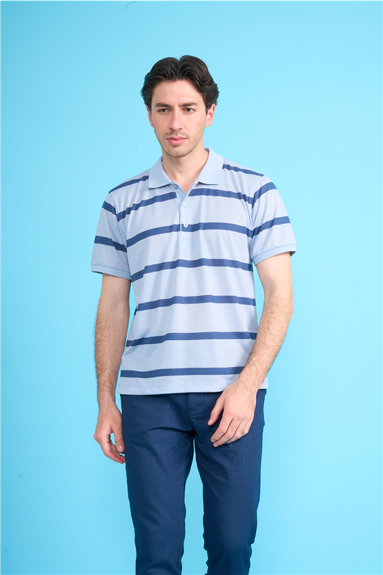 Çetinkaya Chester Polo 4740 Polo Yaka Regular Ringel Pike T-shirt Bebe Mavi