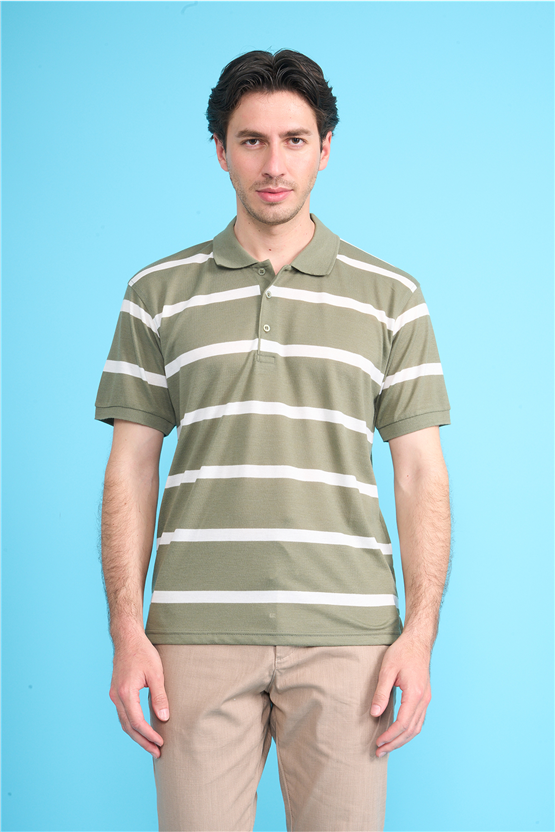 Çetinkaya Chester Polo 4740 Polo Yaka Regular Ringel Pike T-shirt Haki