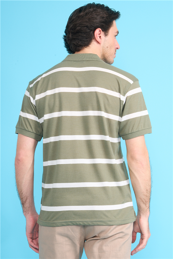 Çetinkaya Chester Polo 4740 Polo Yaka Regular Ringel Pike T-shirt Haki